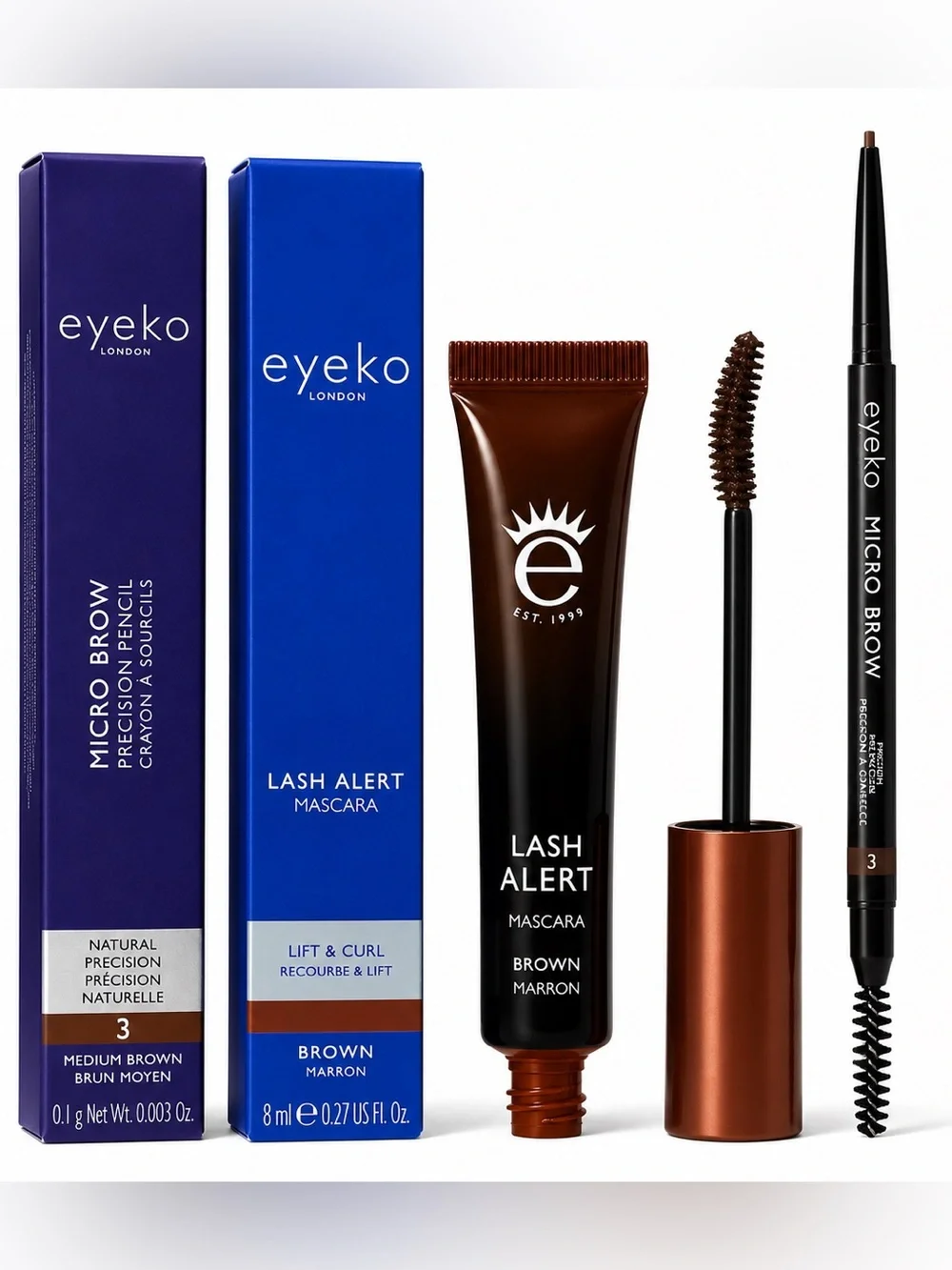 Eyeko London Brown Lash Alert Mascara+Micro Brow Precision Pencil 3 Bundle NEW✨